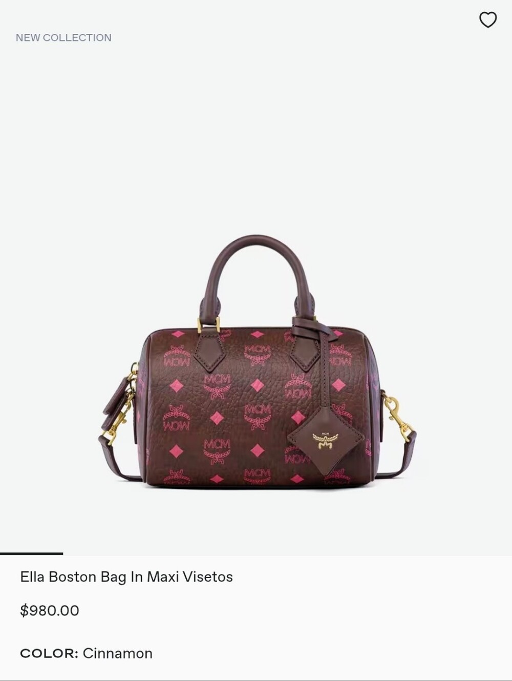 MCM Visetos Mini Boston Bag & Card Case In Cinnamon